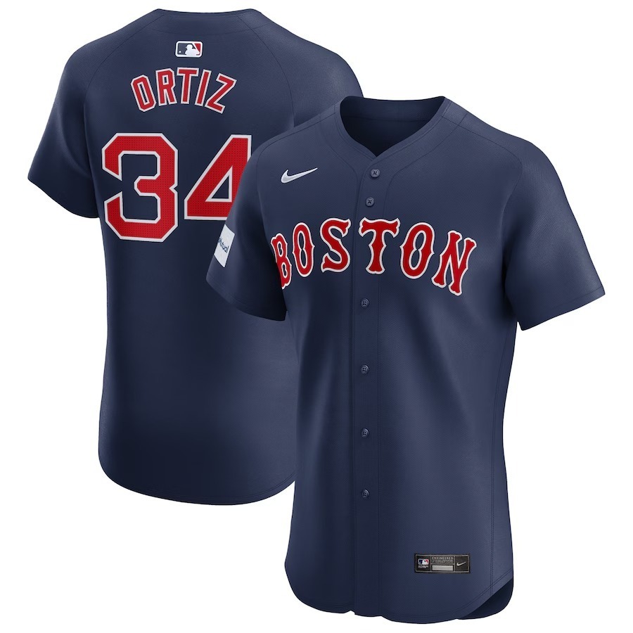 Men's Boston Red Sox David Ortiz Nike Navy Alternate Elite Sponsor Patch Player Jersey