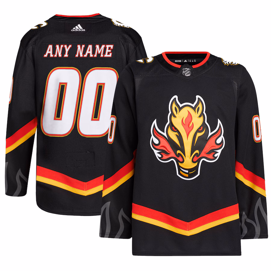 Men's Calgary Flames adidas Black Alternate Primegreen Authentic Custom Jersey