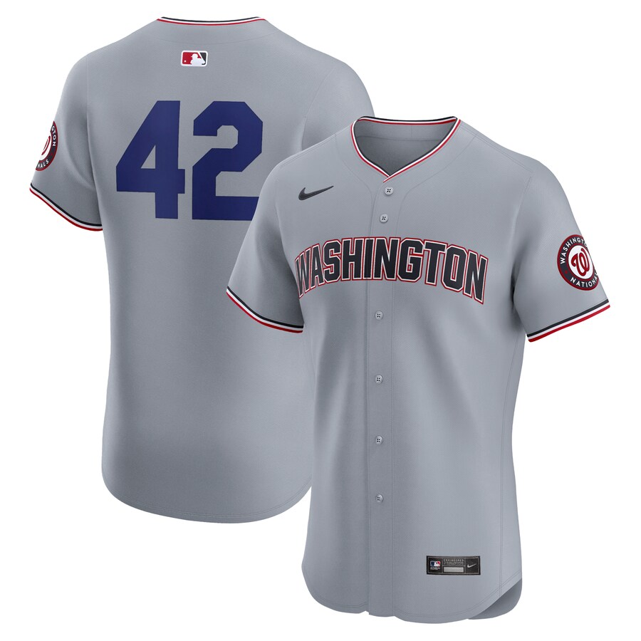 Men's Washington Nationals Nike Gray Road 2024 Jackie Robinson Day Elite Jersey