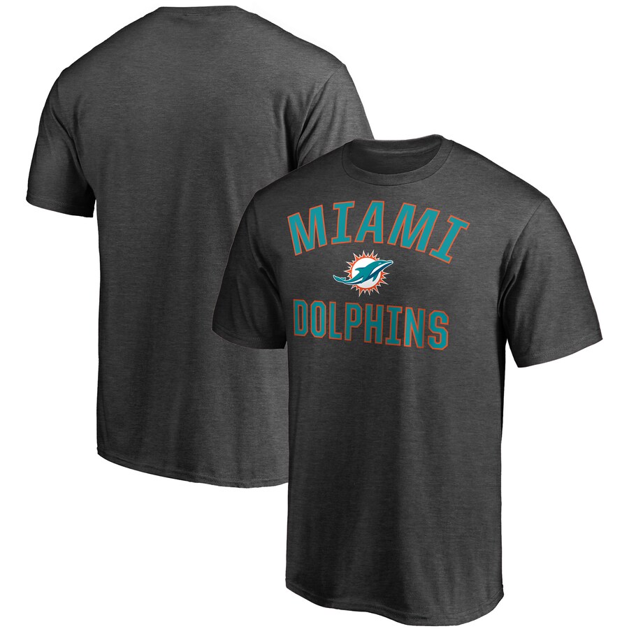 Men's Miami Dolphins Fanatics Heather Charcoal Victory Arch T-Shirt
