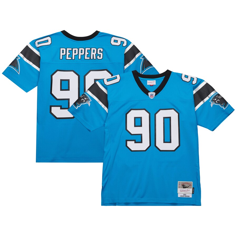 Men's Carolina Panthers Julius Peppers Mitchell & Ness Blue  Legacy Replica Jersey