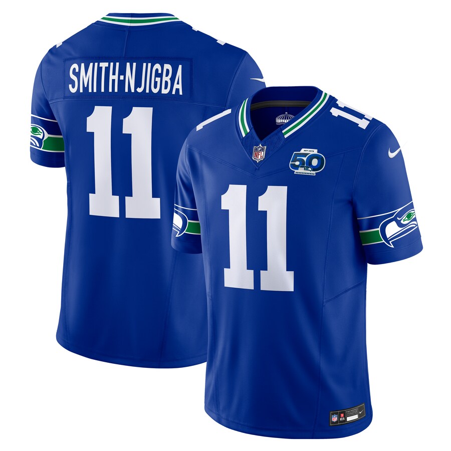 Men's Seattle Seahawks Jaxon Smith-Njigba Nike Royal 50th Season Vapor F.U.S.E. Limited Jersey