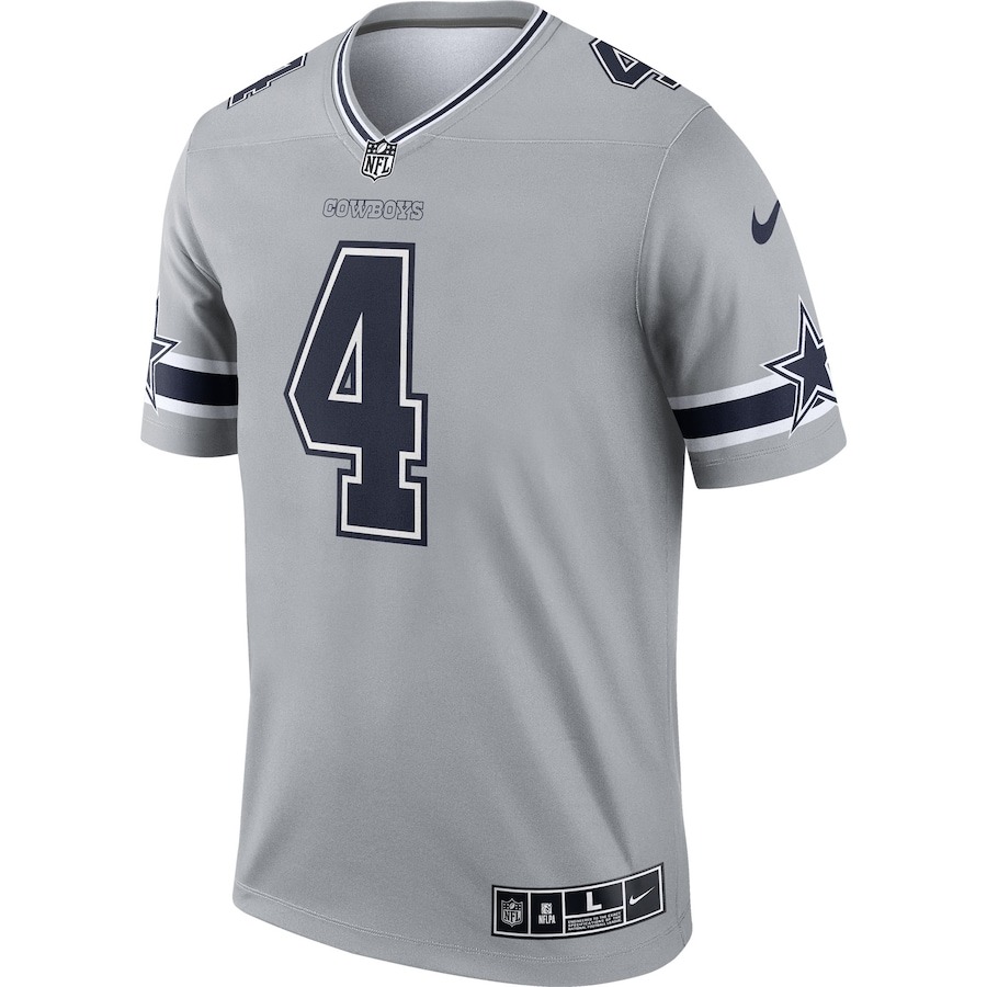 Men's Dallas Cowboys Dak Prescott Nike Gray Inverted Legend Jersey