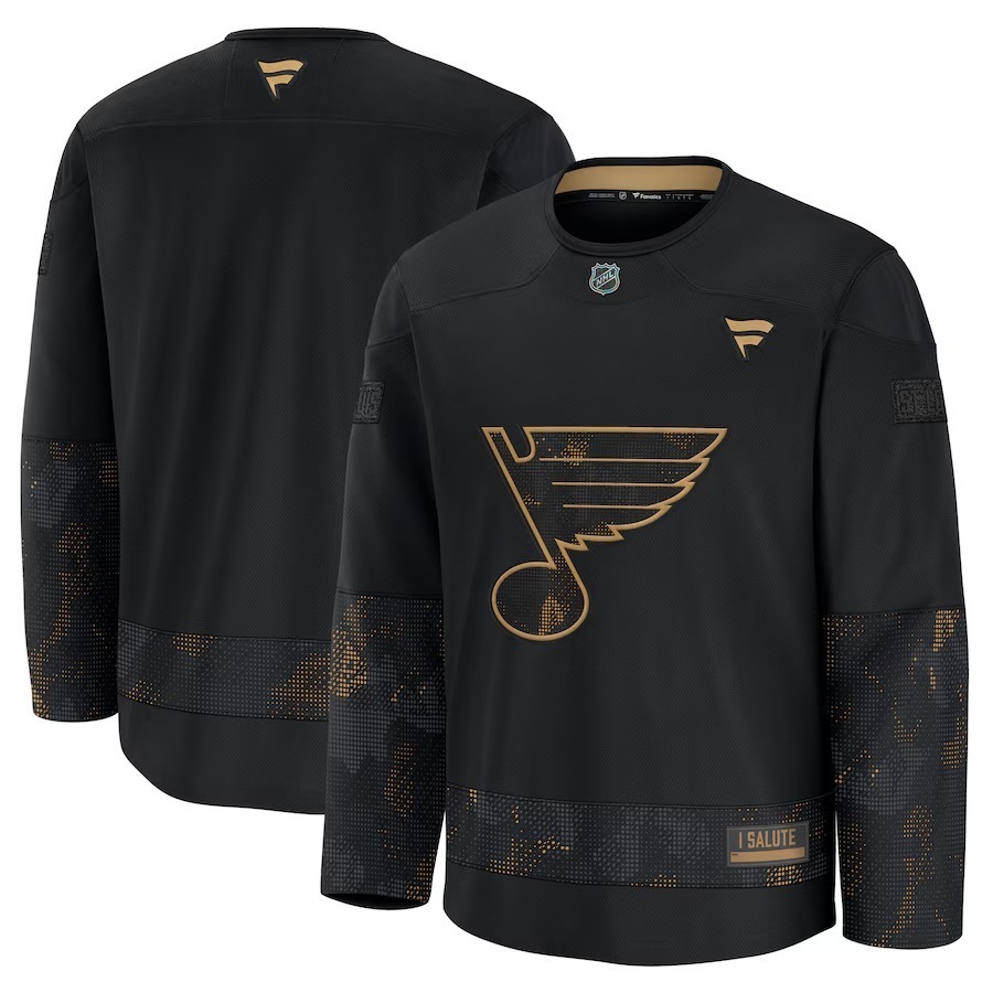 Men's St. Louis Blues Fanatics Black 2024 Military Appreciation Practice Jersey