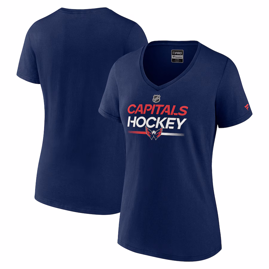 Women's Washington Capitals Fanatics Navy Authentic Pro V-Neck T-Shirt