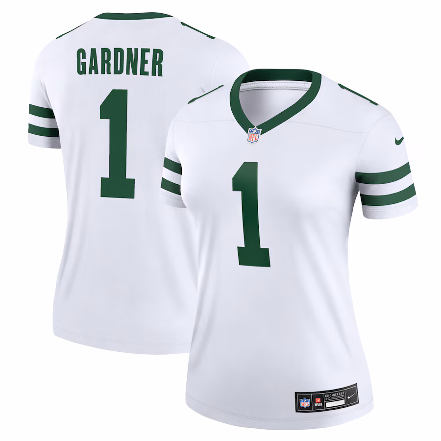 Women's New York Jets Sauce Gardner Nike Legacy White Legend Jersey