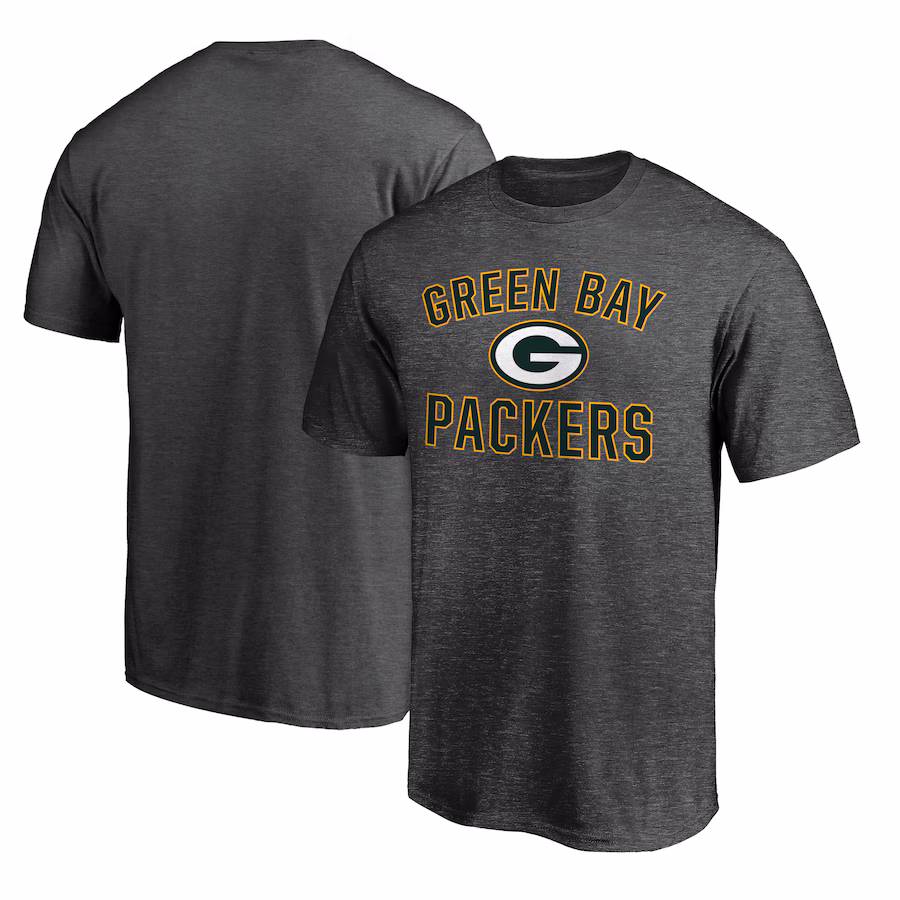 Men's Green Bay Packers Fanatics Heather Charcoal Victory Arch T-Shirt