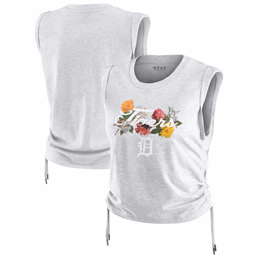 Women's Detroit Tigers WEAR by Erin Andrews Heather Gray Cinched Tank Top
