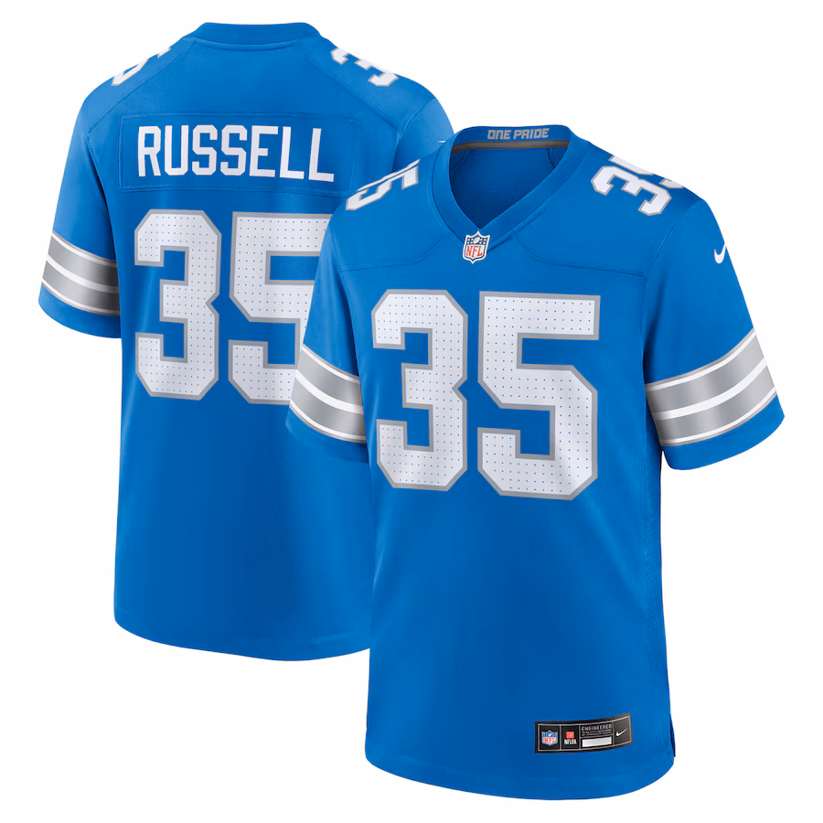 Men's Detroit Lions Tyson Russell Nike Blue Team Game Jersey