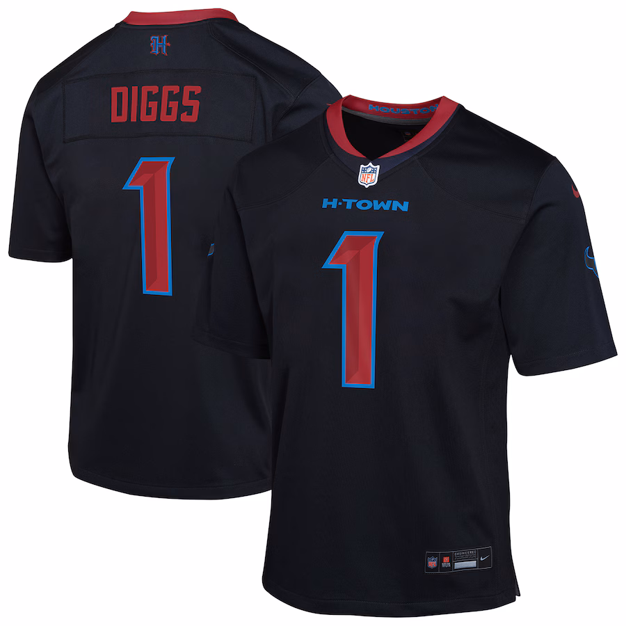Youth Houston Texans Stefon Diggs Nike Navy Alternate Player Game Jersey