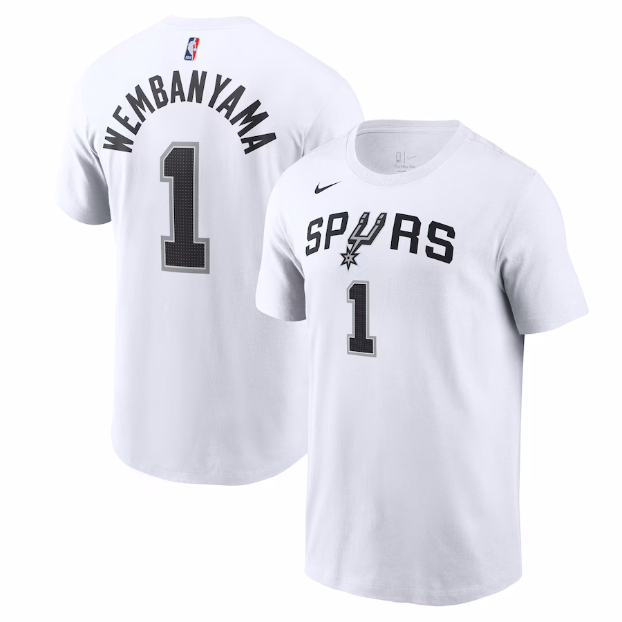 Men's San Antonio Spurs Victor Wembanyama Nike White Icon 2022/23 Name & Number T-Shirt