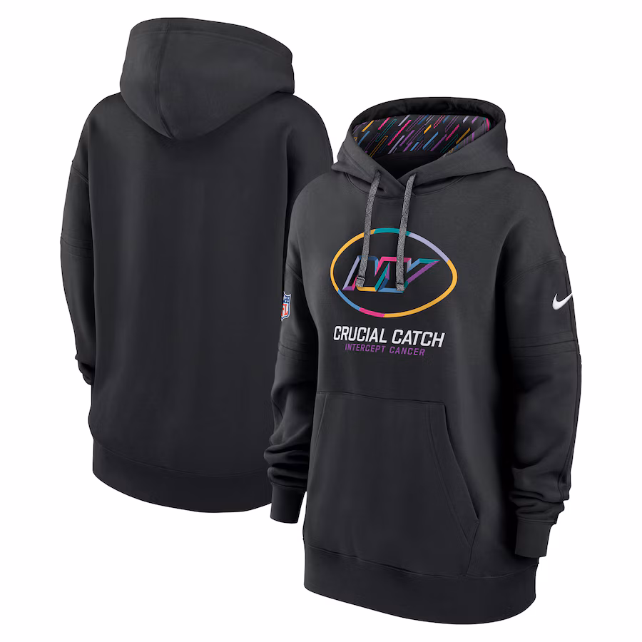 Women's New York Jets  Nike Black 2024 NFL Crucial Catch Club Pullover Hoodie