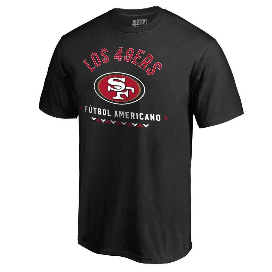Men's San Francisco 49ers Black Futbol Americano 2 T-Shirt