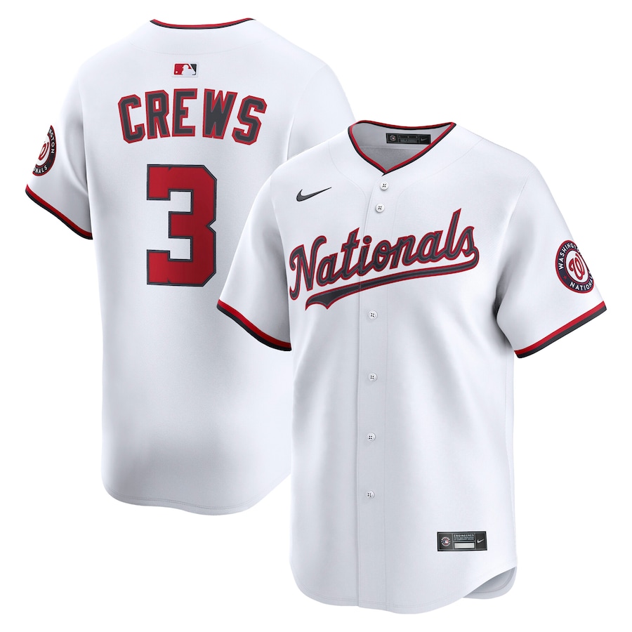 Men's Washington Nationals Dylan Crews Nike White Alternate Limited Player Jersey