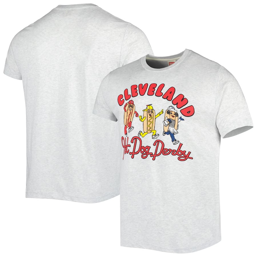 Men's Cleveland Guardians Homage Ash Team Hyper Local Tri-Blend T-Shirt