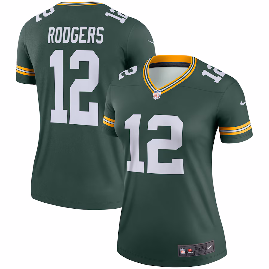 Women's Green Bay Packers Aaron Rodgers Nike Green Team Legend Player Performance Top