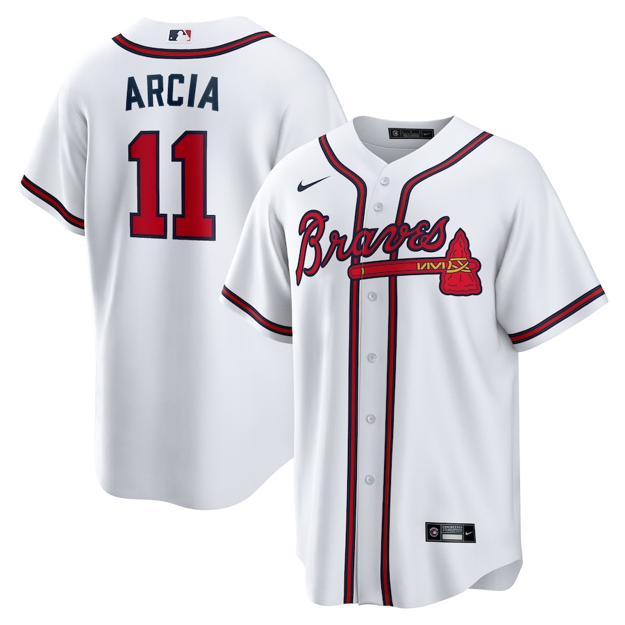 Men's Atlanta Braves Orlando Arcia Nike White Home Replica Jersey