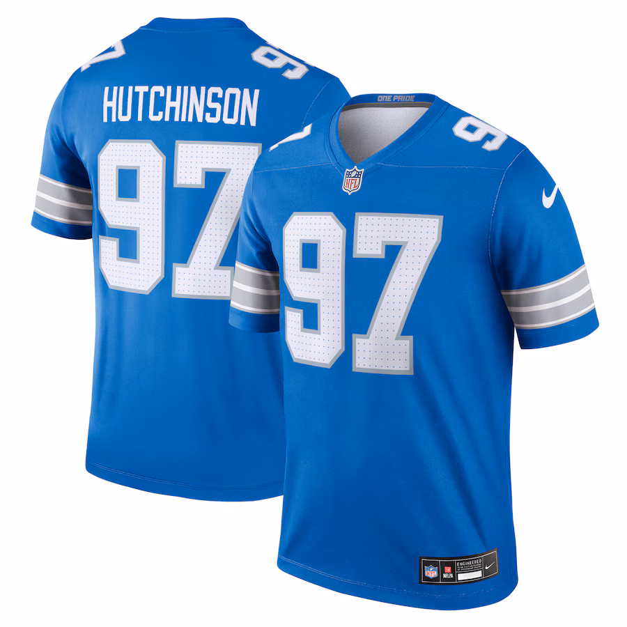 Men's Detroit Lions Aidan Hutchinson Nike Blue Team Legend Jersey