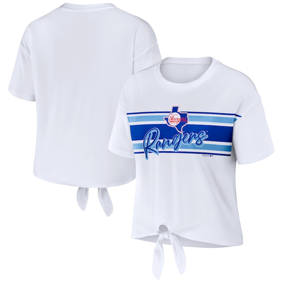 Women's Texas Rangers WEAR by Erin Andrews White Tie-Front T-Shirt