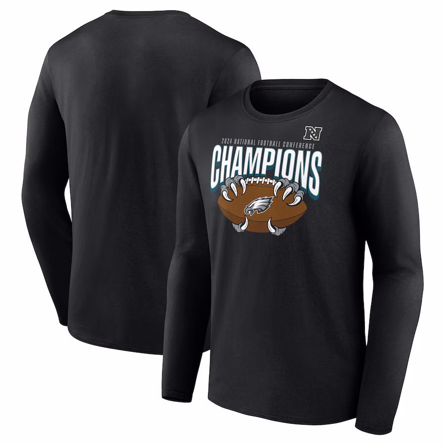 Men's Philadelphia Eagles  Fanatics Black 2024 NFC Champions Hometown Not Done Long Sleeve T-Shirt