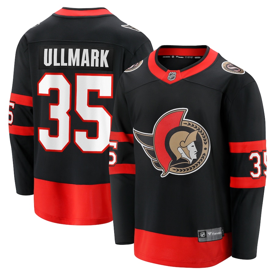 Men's Ottawa Senators Linus Ullmark Fanatics Black Home Premier Breakaway Player Jersey