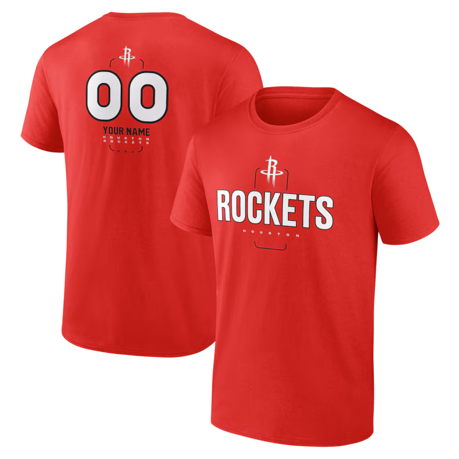 Men's Houston Rockets Red Personalized Name & Number Midfielder T-Shirt