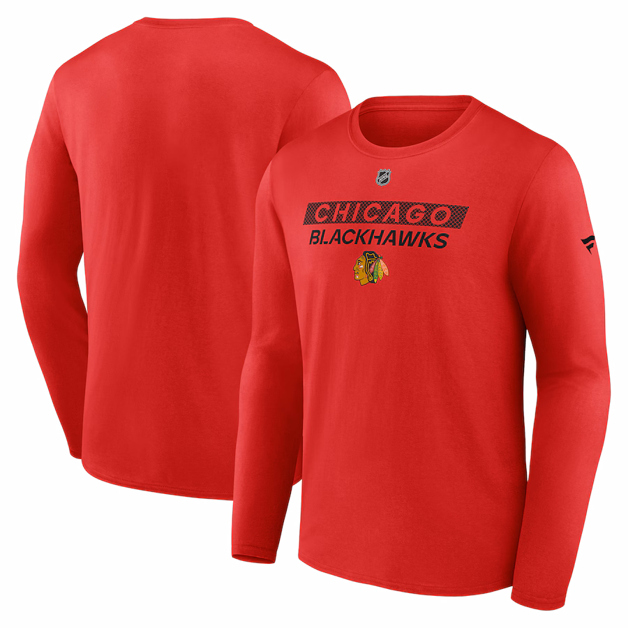 Men's Chicago Blackhawks Fanatics Red Authentic Pro Core Primary Long Sleeve T-Shirt