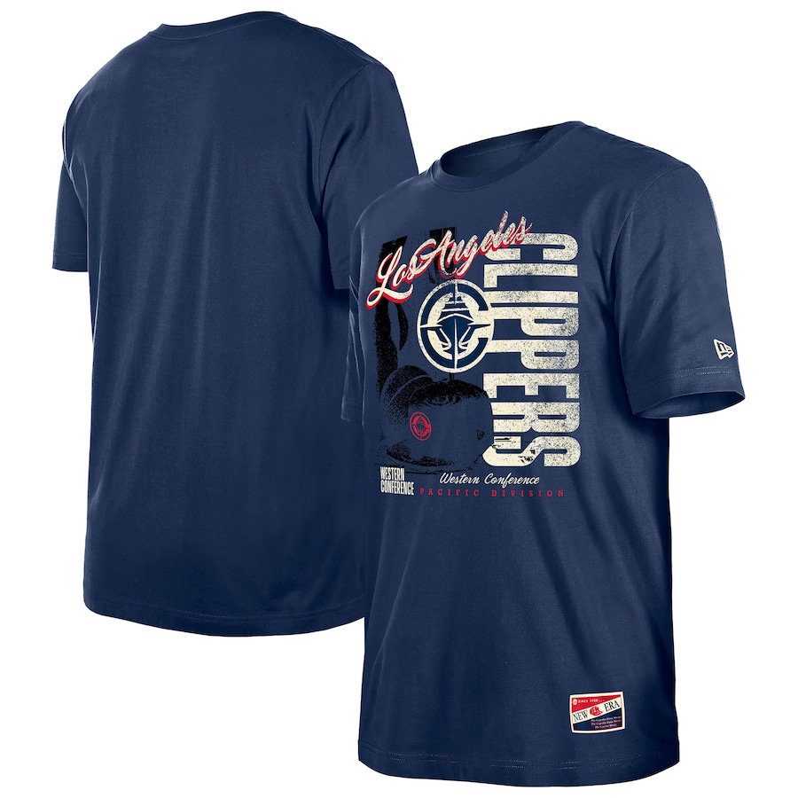 Men's LA Clippers  New Era Navy Distressed Throwback Vintage Color Pack T-Shirt