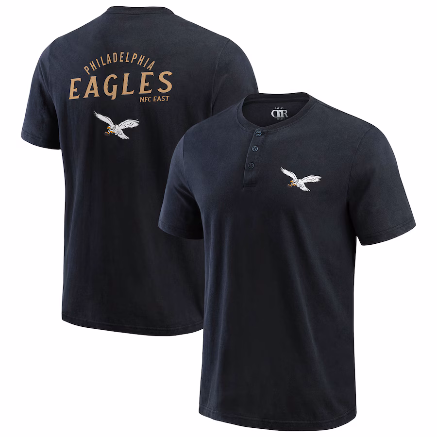 Men's Philadelphia Eagles Darius Rucker Collection by Fanatics Black Washed Henley T-Shirt
