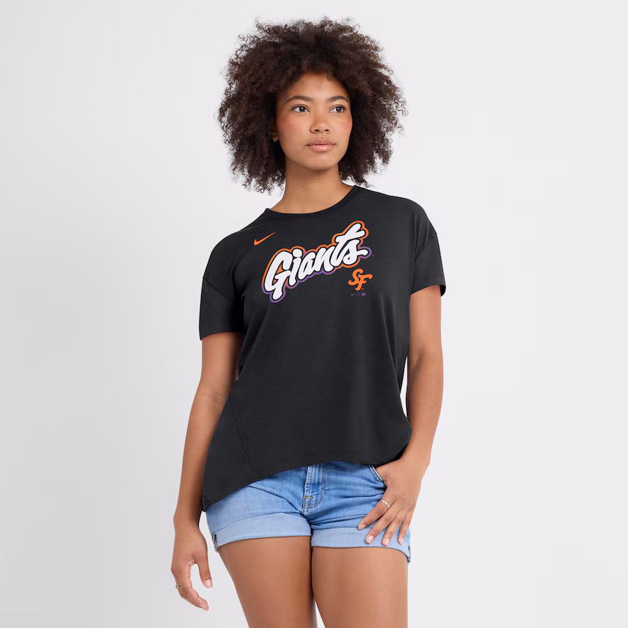 Women's San Francisco Giants Nike Black 2025 City Connect Flowy Fashion Tri-Blend Performance T-Shirt