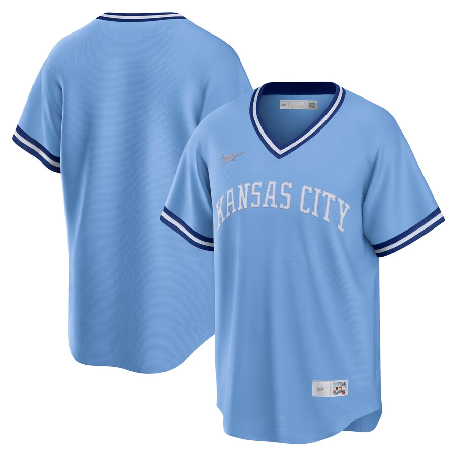Men's Kansas City Royals Nike Light Blue Road Cooperstown Collection Team Jersey