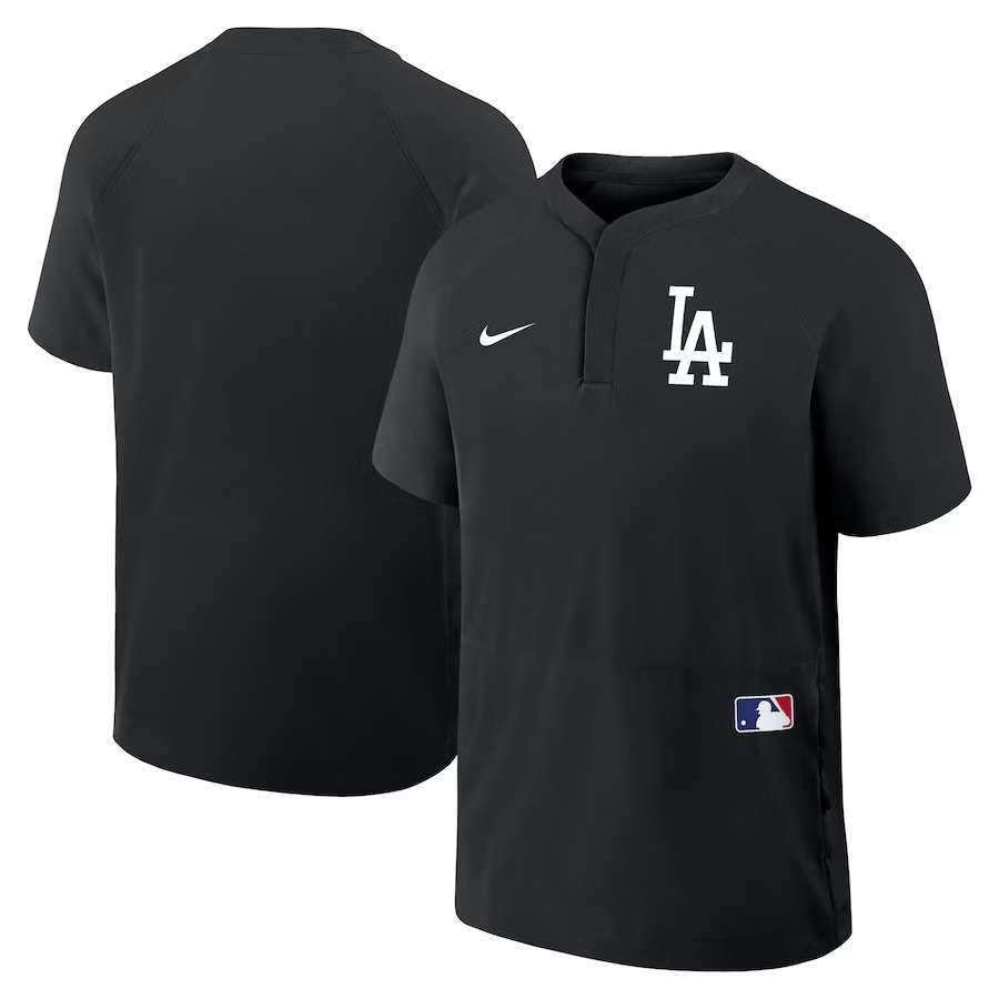 Men's Los Angeles Dodgers Nike Black Authentic Collection Raglan Short Sleeve Windshirt