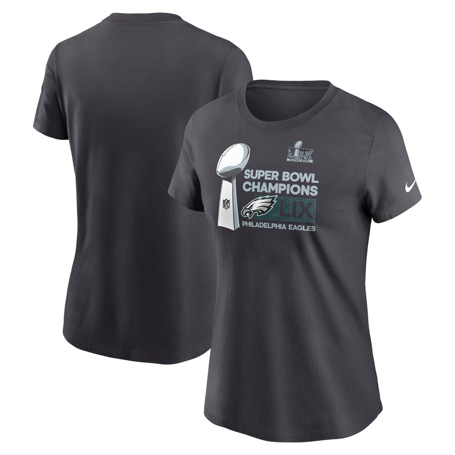 Women's Philadelphia Eagles  Nike Anthracite Super Bowl LIX Champions Locker Room Trophy Collection T-Shirt