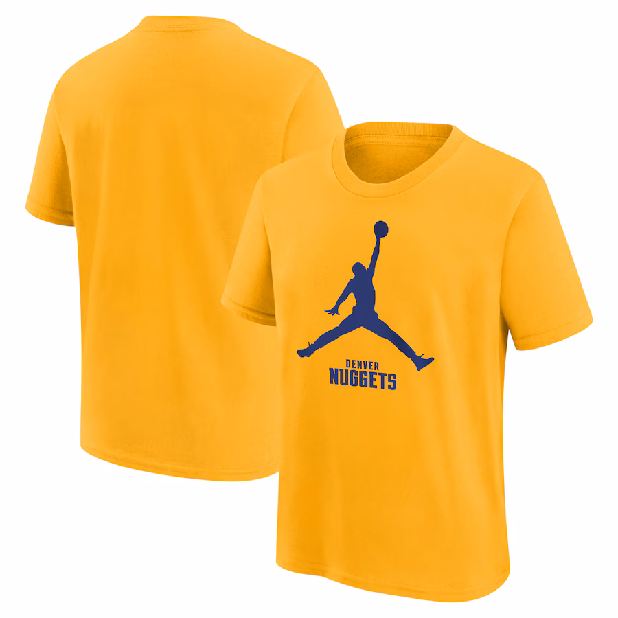 Youth Denver Nuggets Jordan Brand Gold Essential Jumpman Logo T-Shirt