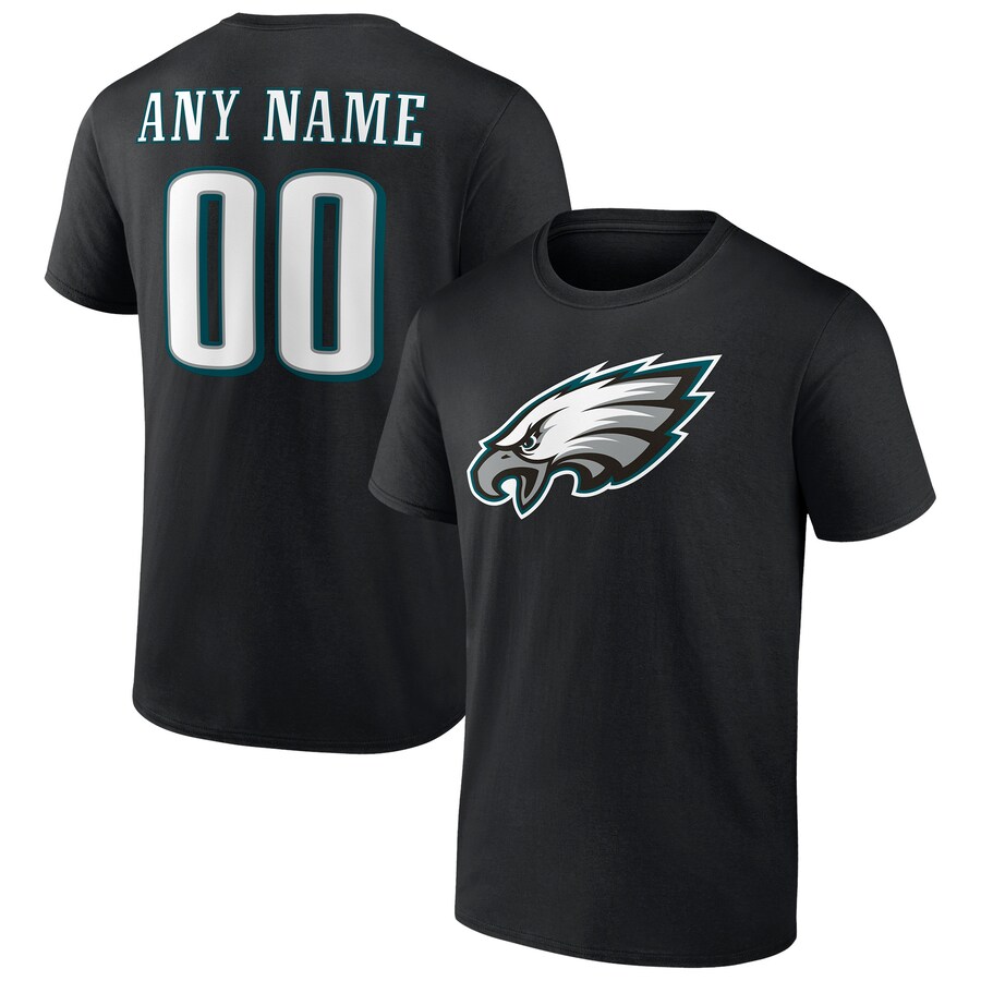 Men's Philadelphia Eagles Black Team Authentic Personalized Name & Number T-Shirt