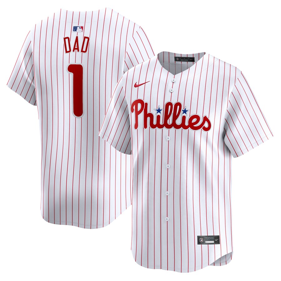 Men's Philadelphia Phillies Nike White #1 Dad Home Limited Jersey