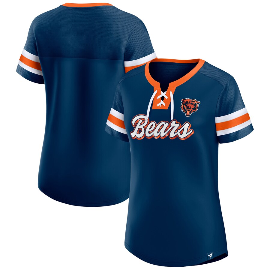 Women's Chicago Bears Fanatics Navy Original State Lace-Up T-Shirt