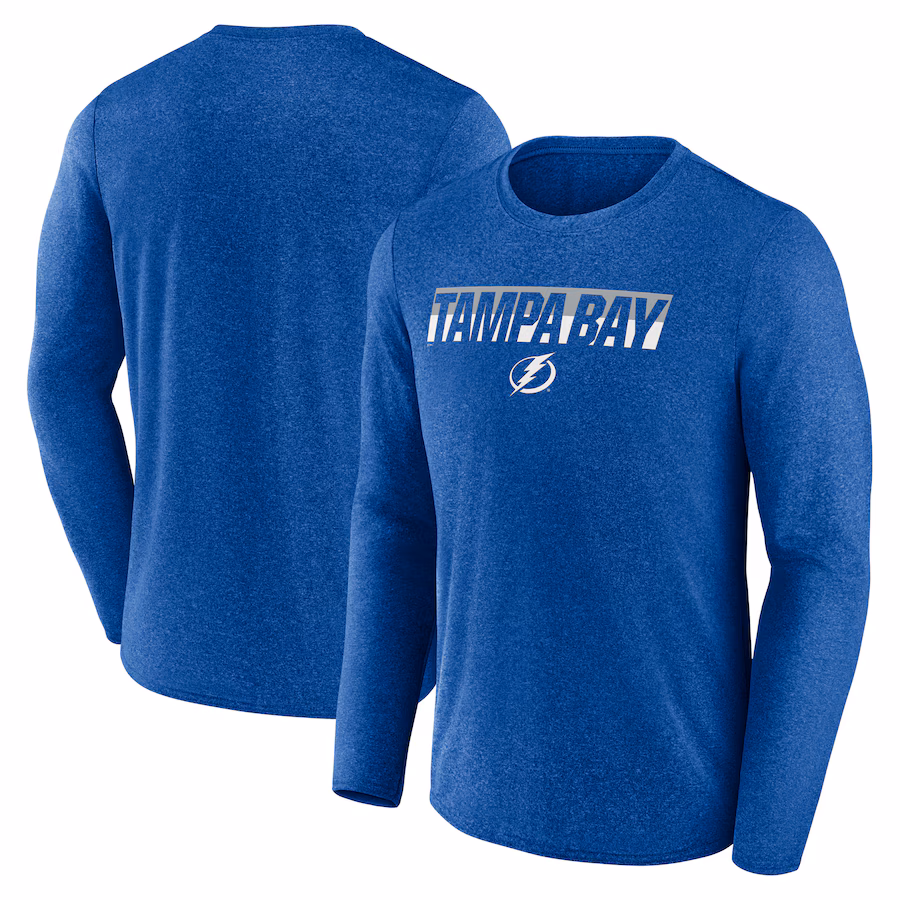 Men's Tampa Bay Lightning Fanatics Heather Blue Transition Long Sleeve T-Shirt