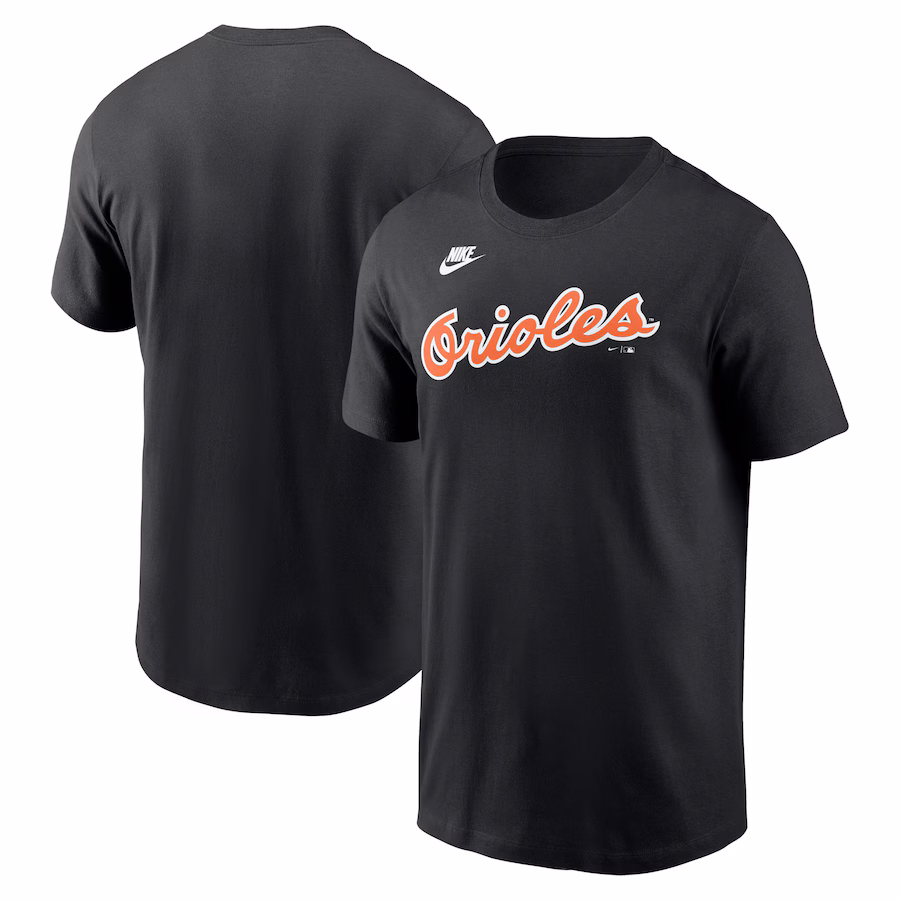 Men's Baltimore Orioles Nike Black Cooperstown Wordmark T-Shirt