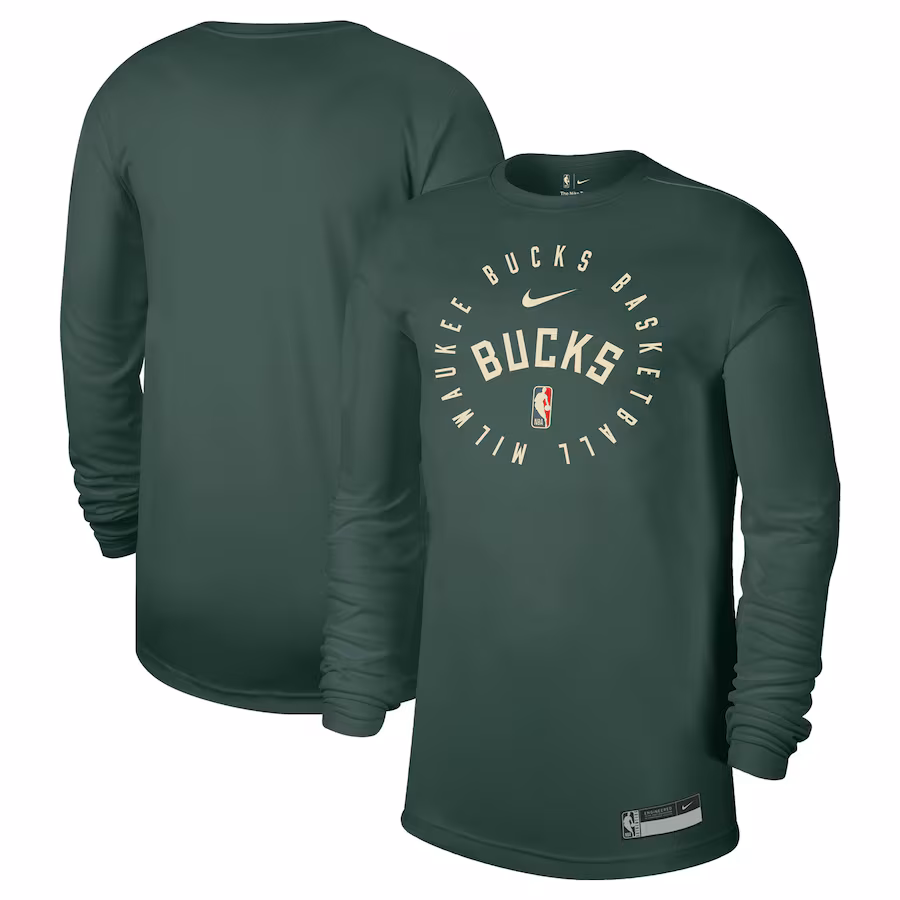 Men's Milwaukee Bucks Nike Hunter Green 2024/25 Legend On-Court Practice Long Sleeve T-Shirt