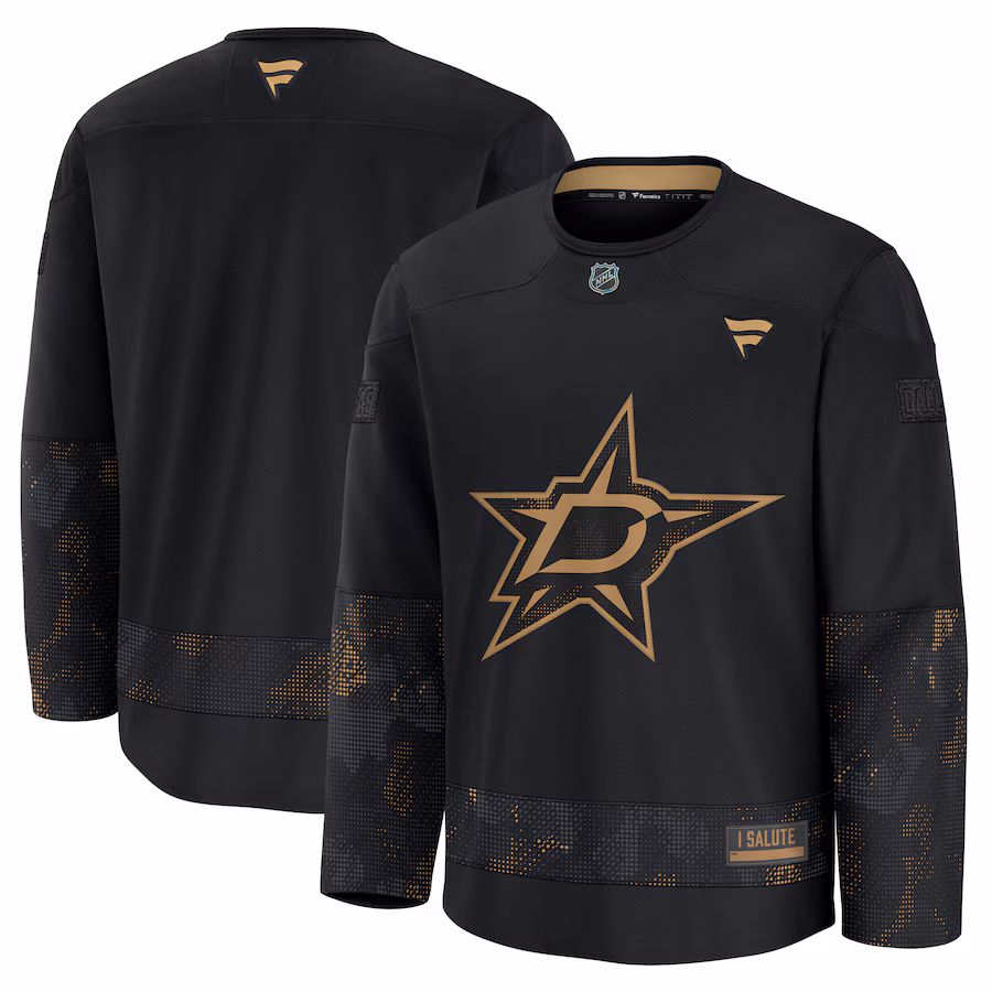 Men's Dallas Stars Fanatics Black 2024 Military Appreciation Practice Jersey