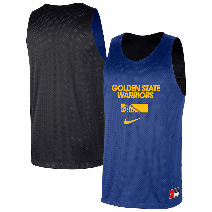 Men's Golden State Warriors Nike Royal/Black Courtside Reversible Mesh Practice Jersey