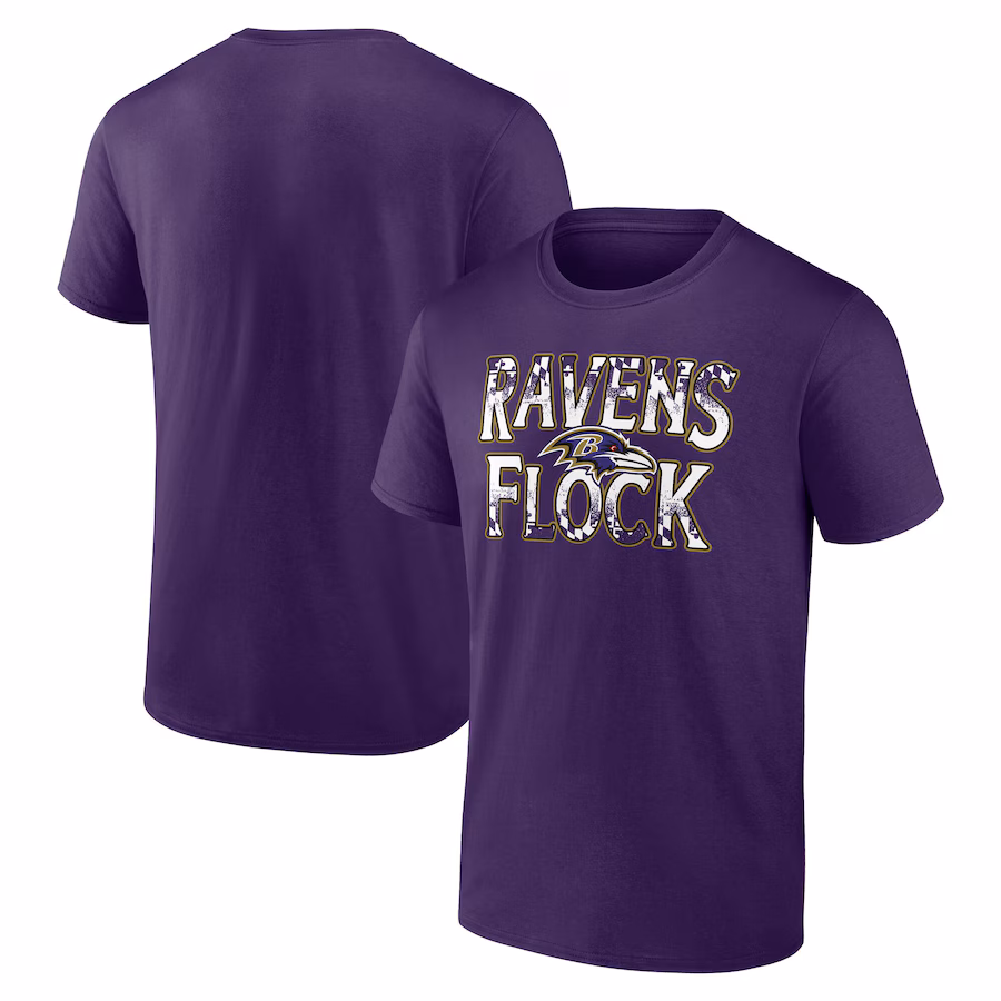 Men's Baltimore Ravens Purple Ravens Flock T-Shirt