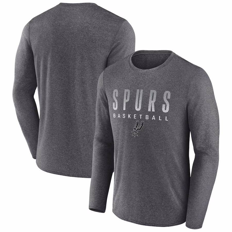Men's San Antonio Spurs Fanatics Heathered Charcoal Where Legends Play Iconic Practice Long Sleeve T-Shirt