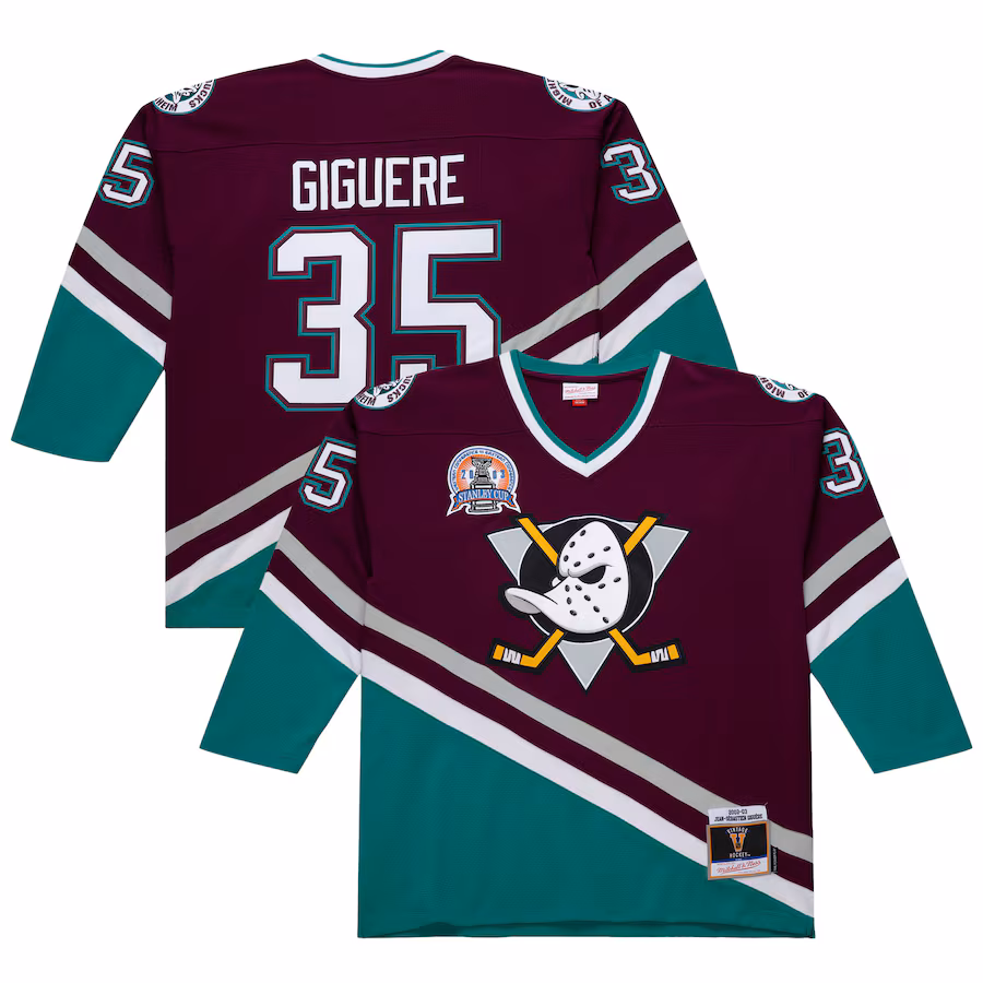 Men's Anaheim Ducks Jean-Sebastien Giguere Purple 2002-03 Power Play Jersey