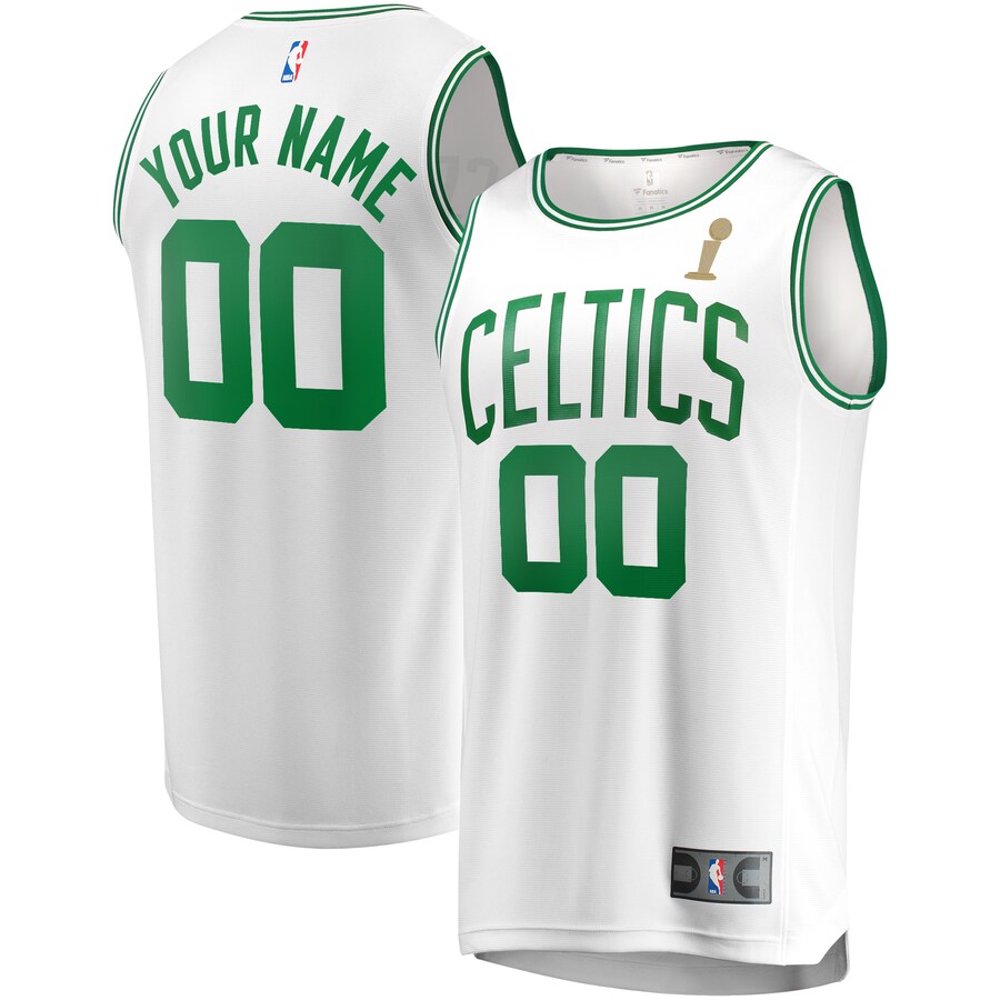 Men's Boston Celtics Fanatics White 2024 NBA Finals Champions Custom Fast Break Jersey - Association Edition