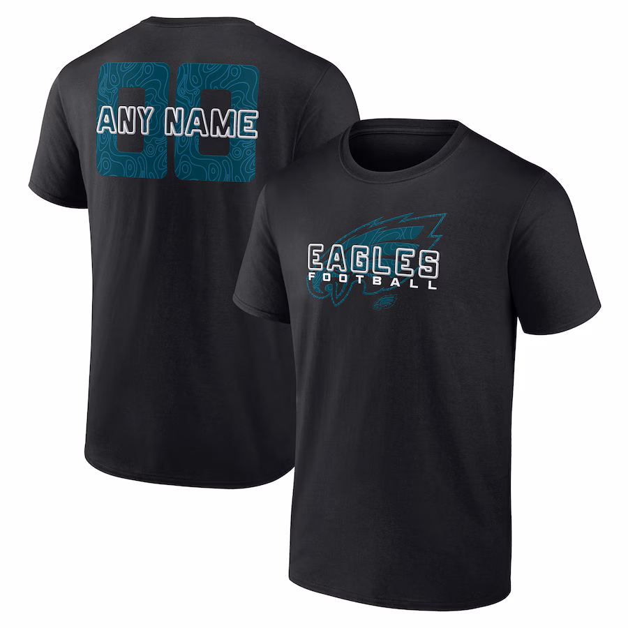 Men's Philadelphia Eagles Black Stellar Personalized Name & Number T-Shirt