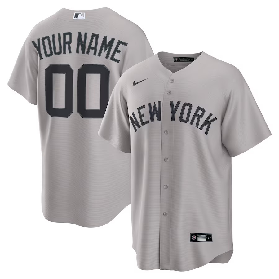 Men's New York Yankees Nike Gray Away Custom Replica Jersey