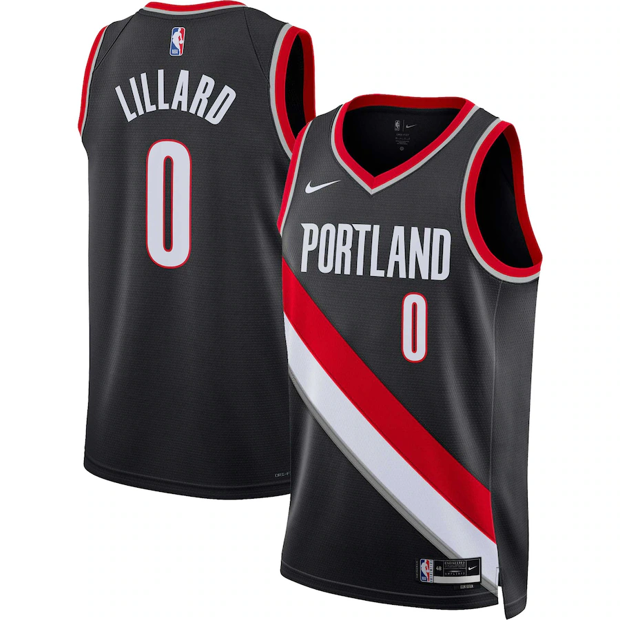 Unisex Portland Trail Blazers Damian Lillard Nike Black Swingman Jersey - Icon Edition