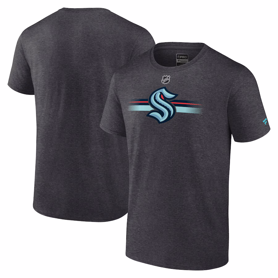 Men's Seattle Kraken Fanatics Heather Charcoal Authentic Pro Secondary T-Shirt